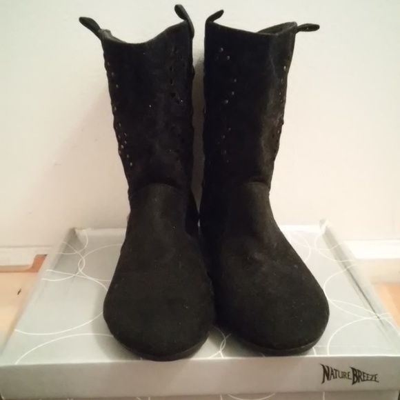 Suede Cowboy Studded Winter Fashion Boots - Picture 2 of 5